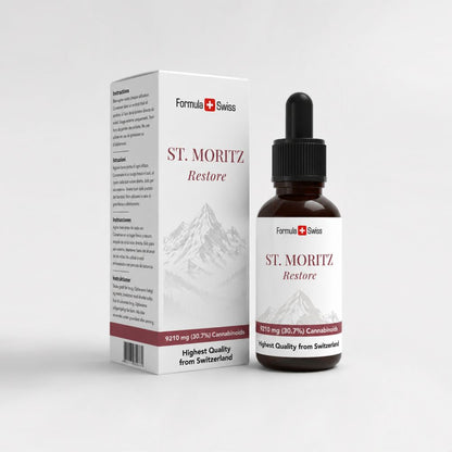 St. Moritz Stelle Flasche und Verpackung auf weißem Hintergrund wieder her
